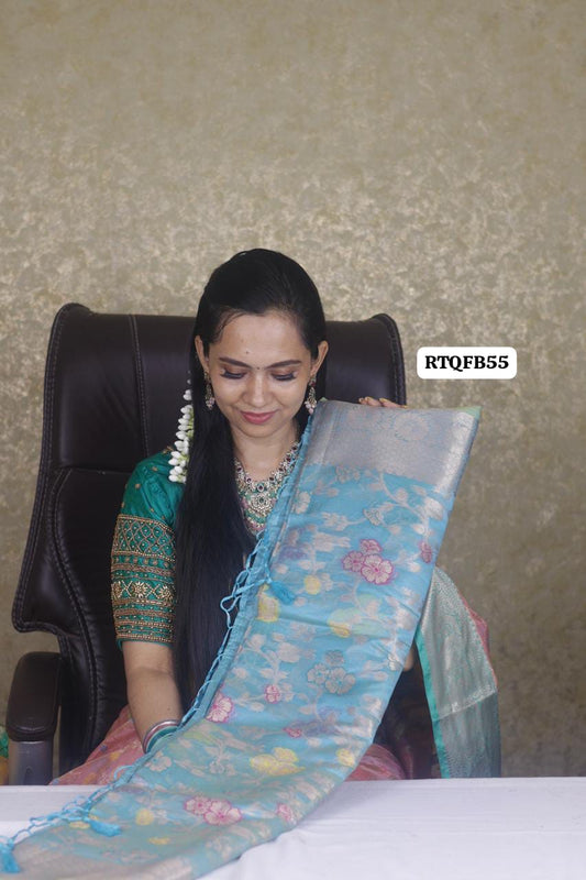 Premium quality shining multiple color katan silk saree❌