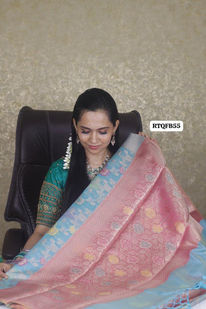 Premium quality shining multiple color katan silk saree❌