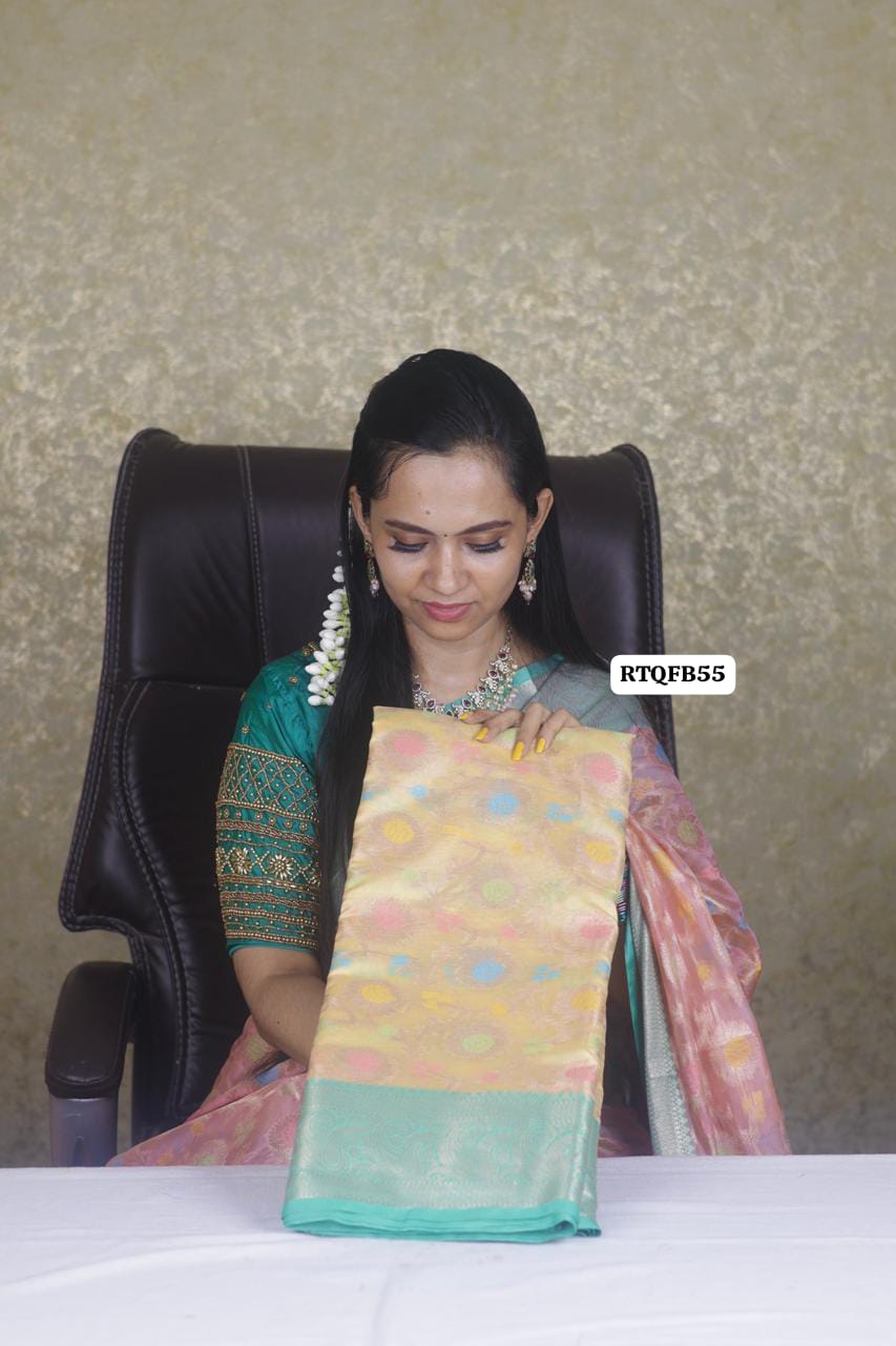 Offer🥳Premium quality shining multiple color katan silk saree