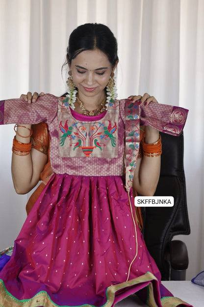🥳Paithani soft silk kids lehanga with belt. 1-13 years . Mention size in first line of adress