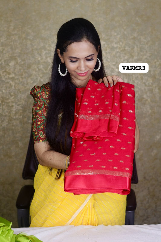 Viscose georgette with satin border sold❌