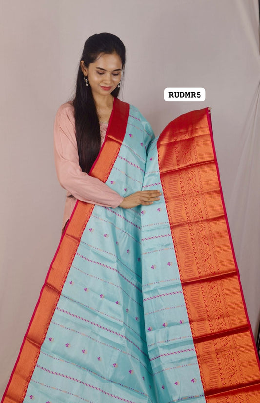 golden zari premium Kanchi semi silk saree with intricate Kanchi border❌