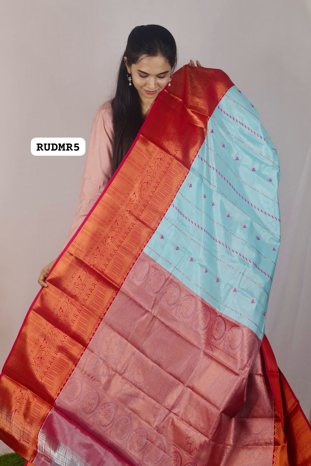 golden zari premium Kanchi semi silk saree with intricate Kanchi border❌