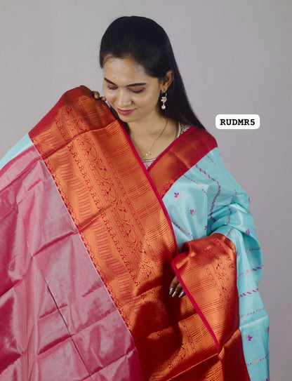 golden zari premium Kanchi semi silk saree with intricate Kanchi border❌