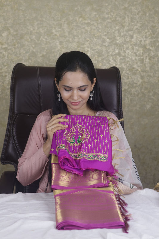 Combo offer 😍  Golden soft tissue saree + work blouse