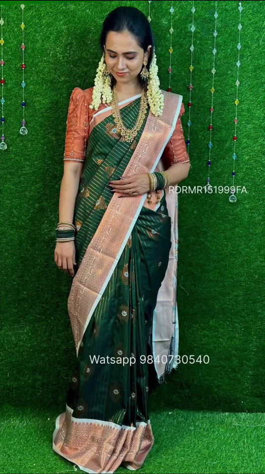 Premium quality kanchi semi silk saree with vairaoosi design 🥳