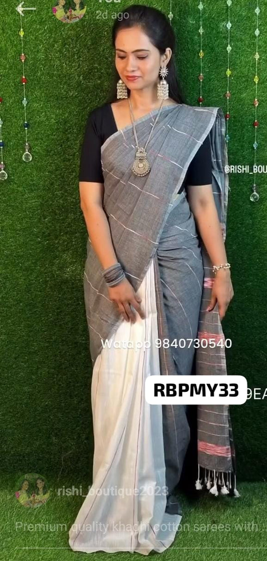 Premium quality khadhi cotton saree with running blouse 🍄✅