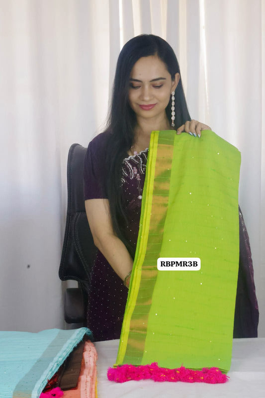 Pure mul cotton sequence handloom saree With running blouse  🥳