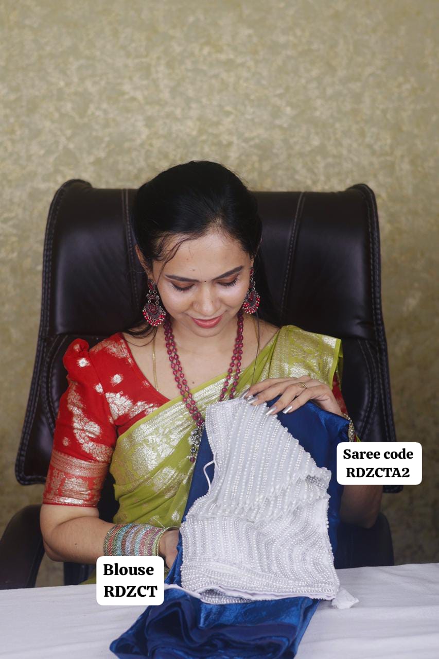 Space silk saree with stiched blouse 🥳