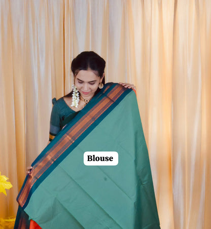 Silk cotton saree with trending color 🥳