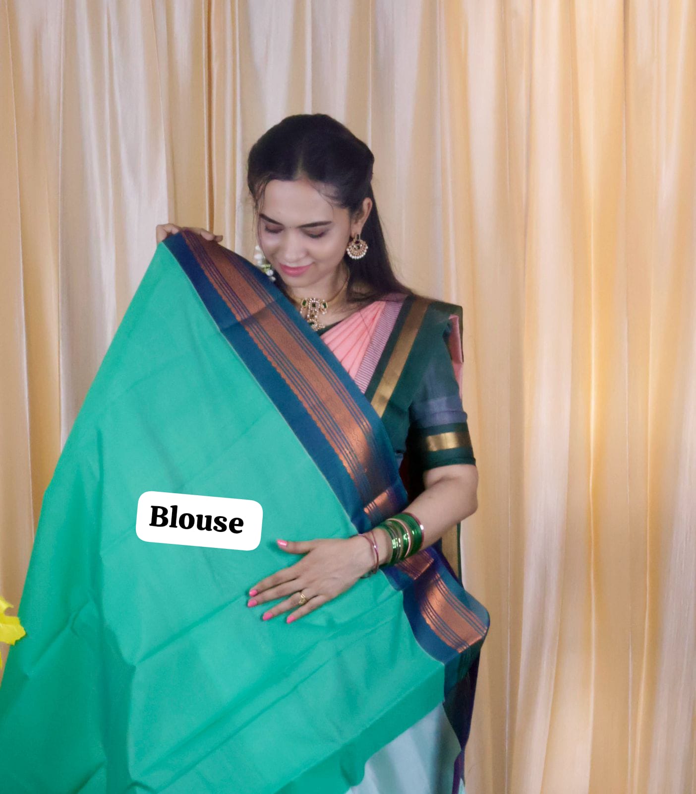 Silk cotton saree with trending color 🥳