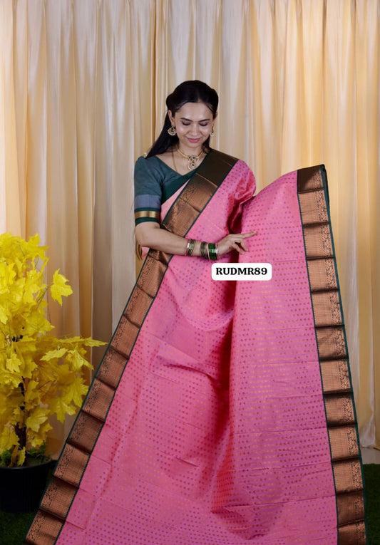 kanchi semi silk thousand buttas design small border prebook ❌