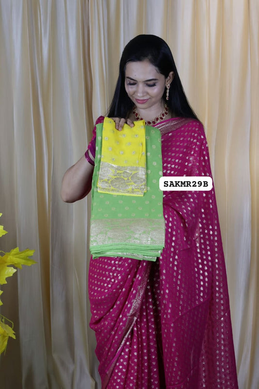 Viscose georgette saree with same blouse 🥳