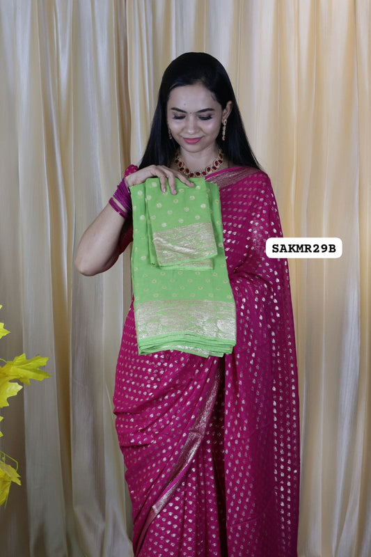 Viscose georgette saree with same blouse 🥳