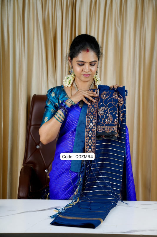 Georgette saree with belt ❌