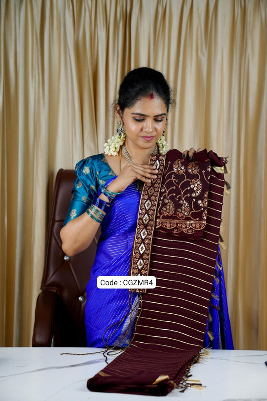 Georgette sarees with belt❌
