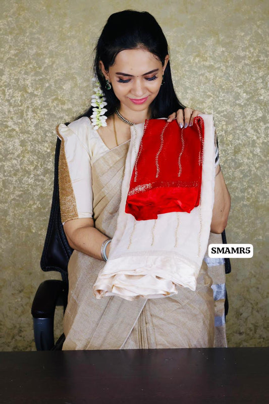 Pure viscose georgette sarees with chumky works and satin zari border🥳