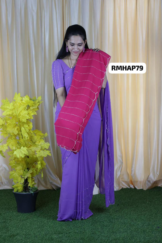 premium Georgette saree with exclusive handwork design🥳