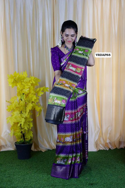 New design daily wear semi dola silk saree with zari weaving offer
