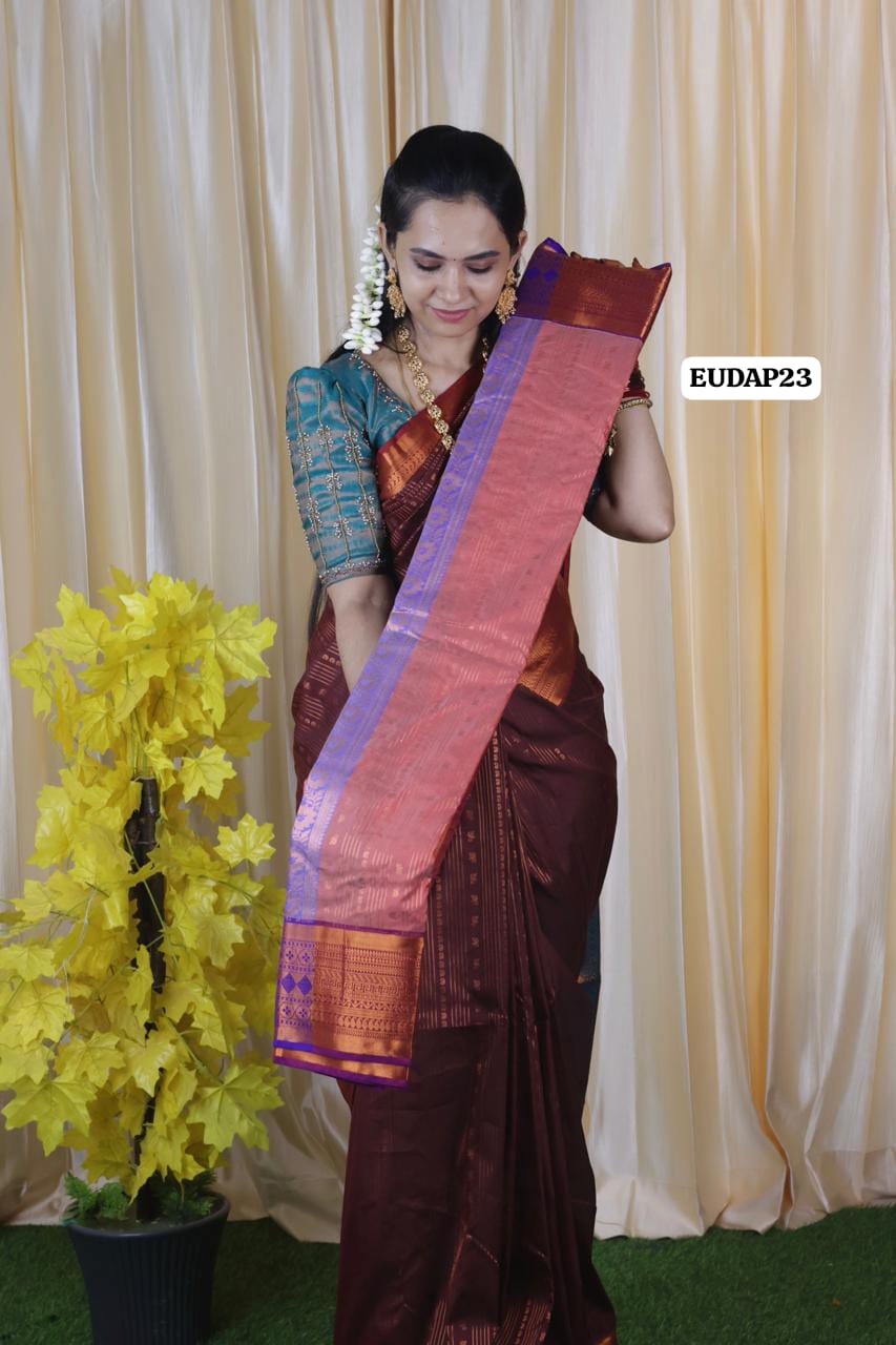 Premium Kanchi semi soft silk saree Vairoosi design 😍🥳