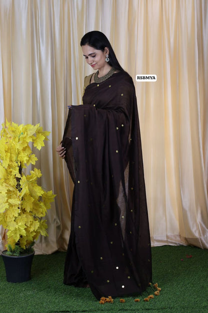 Khadhi cotton saree with coin buttas and running blouse at just Rs.899🥳