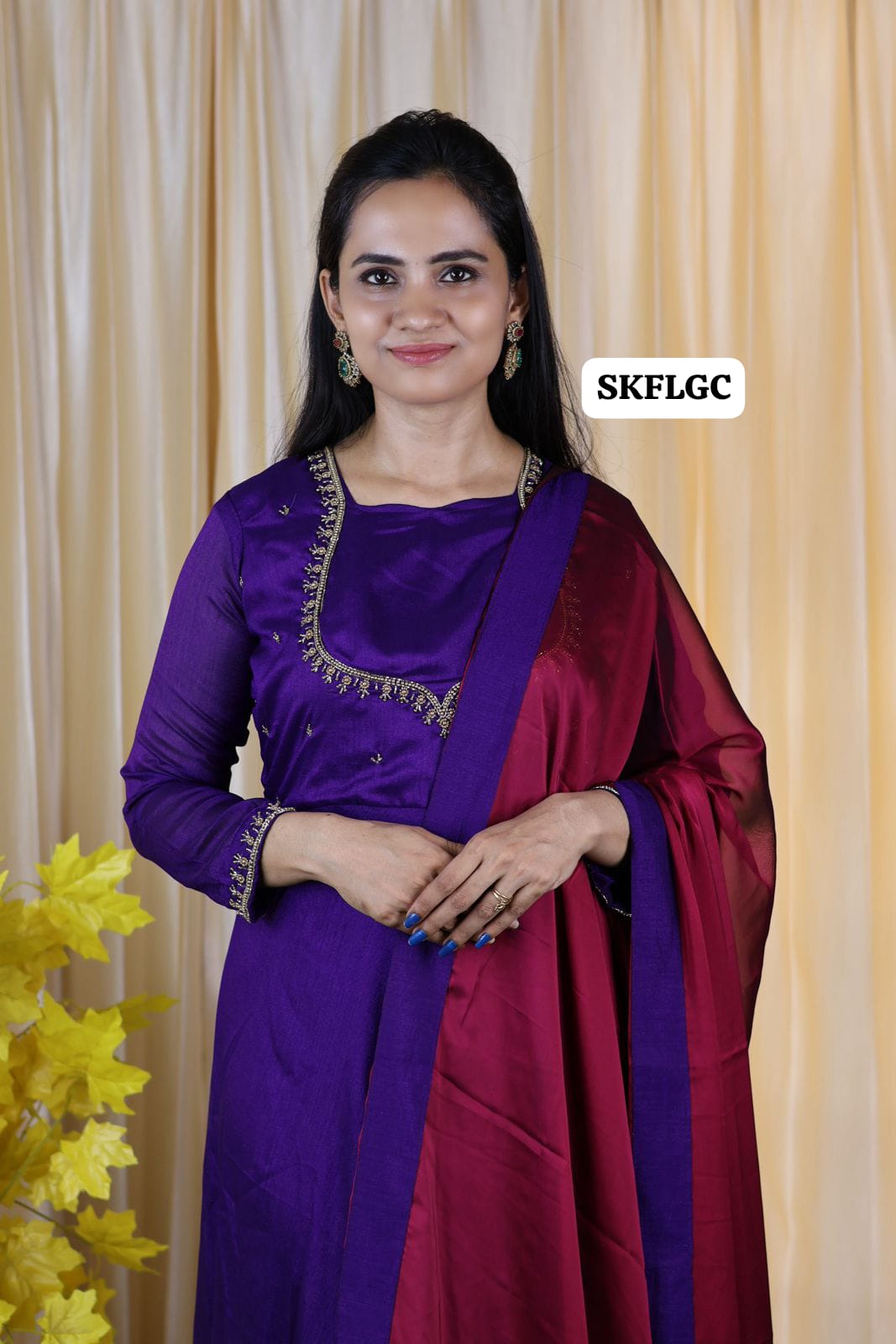 Fully stiched Premium Vichitra Silk long gown with Hand 🥳😍
