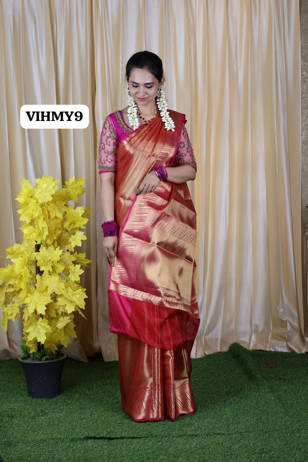 Bridal tissue semi soft silk saree with complete zari weaving non transparent saree ❌