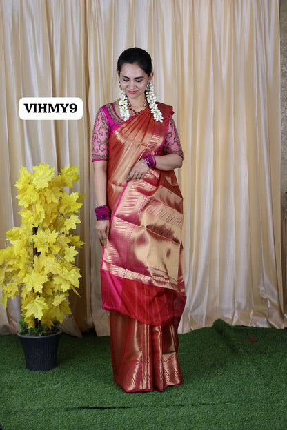 Bridal tissue semi soft silk saree with complete zari weaving non transparent saree ❌