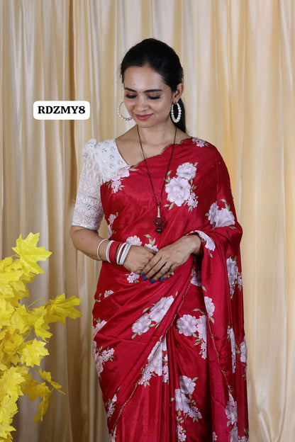 Hand work Chinnon silk sarees.🥳