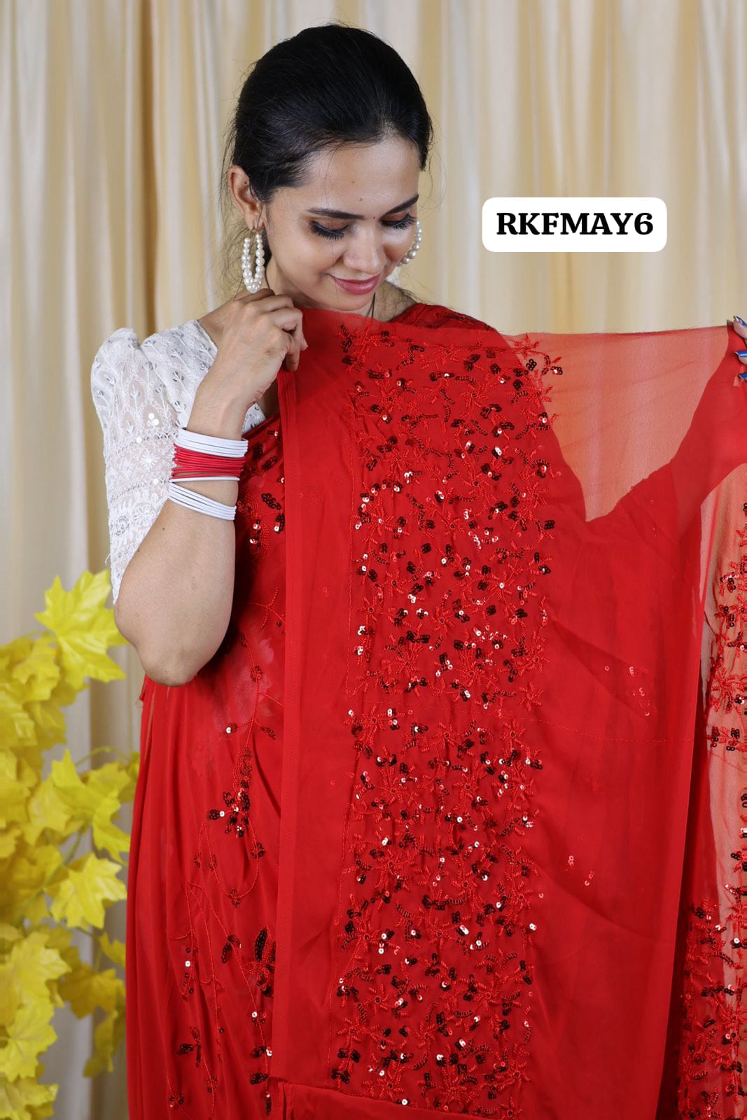 Premium georgette party wear saree with full work in blouse 🥳✅