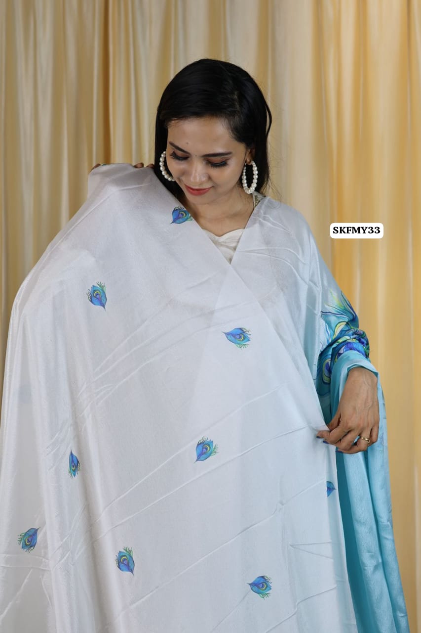 Hand free satin silk saree at just Rs.1050 😍🥳