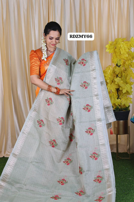 Heavy Banarasi oraganza pure zarkan work with complete temple border with blouse offer😍