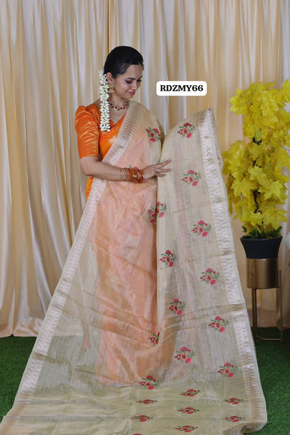 Heavy Banarasi oraganza pure zarkan work with complete temple border with blouse offer 😍