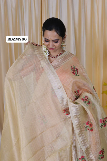 Heavy Banarasi oraganza pure zarkan work with complete temple border with blouse offer 😍