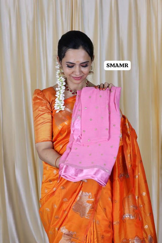 Pur georgette saree with chumky works🥳 preebook
