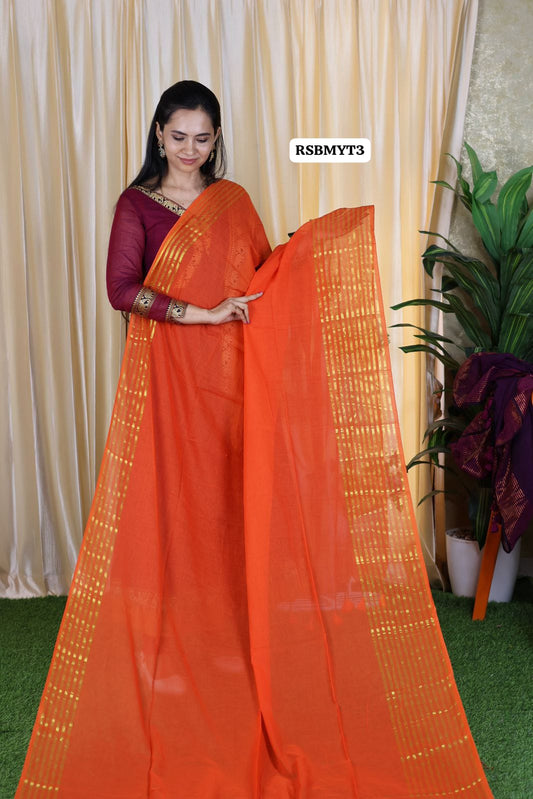 Mulmul cotton saree light weight with running blouse 🥳