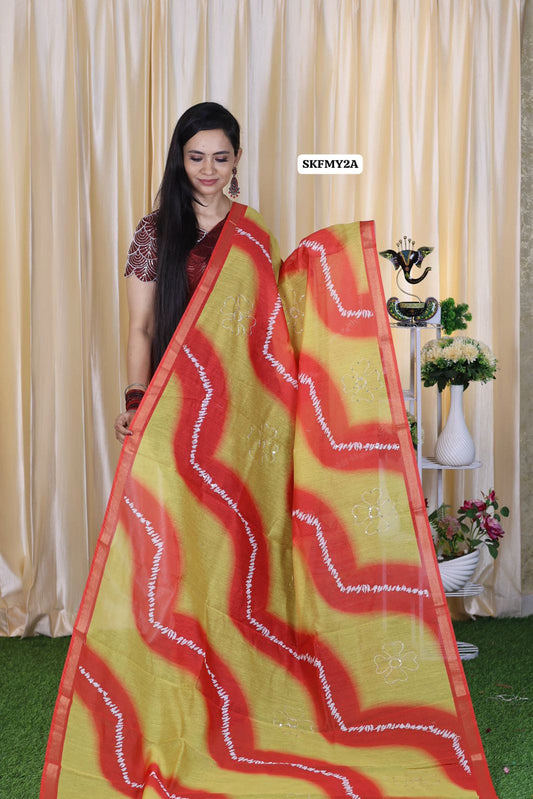 Malai cotton saree with Zari Sequence work and fabulous printed Blouse 😍 🥳