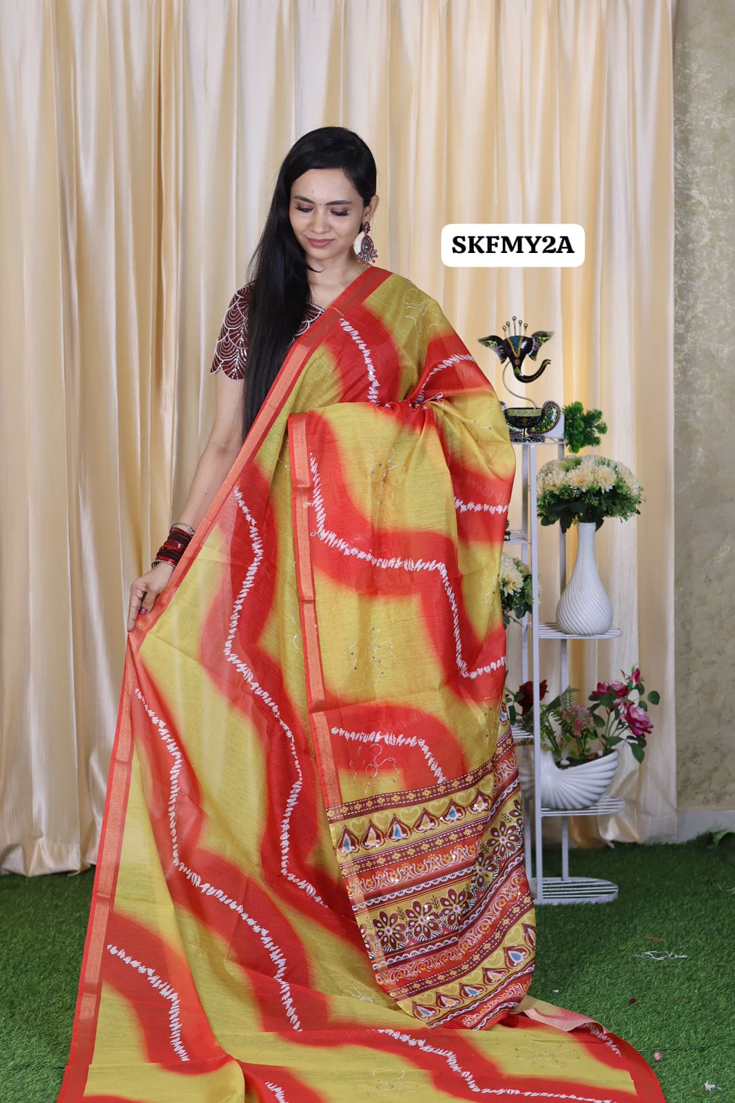 Malai cotton saree with Zari Sequence work and fabulous printed Blouse 😍 🥳
