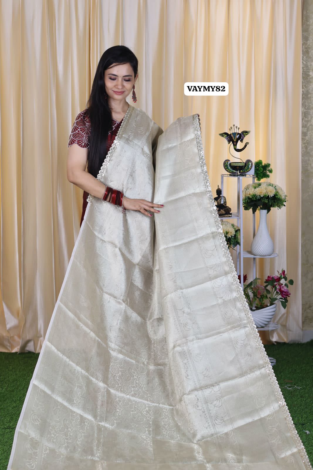 Premium tissue silk saree with madurai 4 lace border 😍😎🥳
