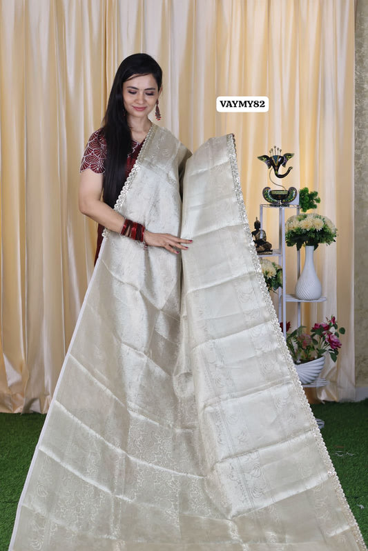 Premium tissue silk saree with madurai 4 lace border 😍😎🥳