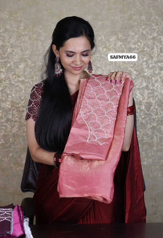 Space silk saree with work blouse prebook🍄🥳