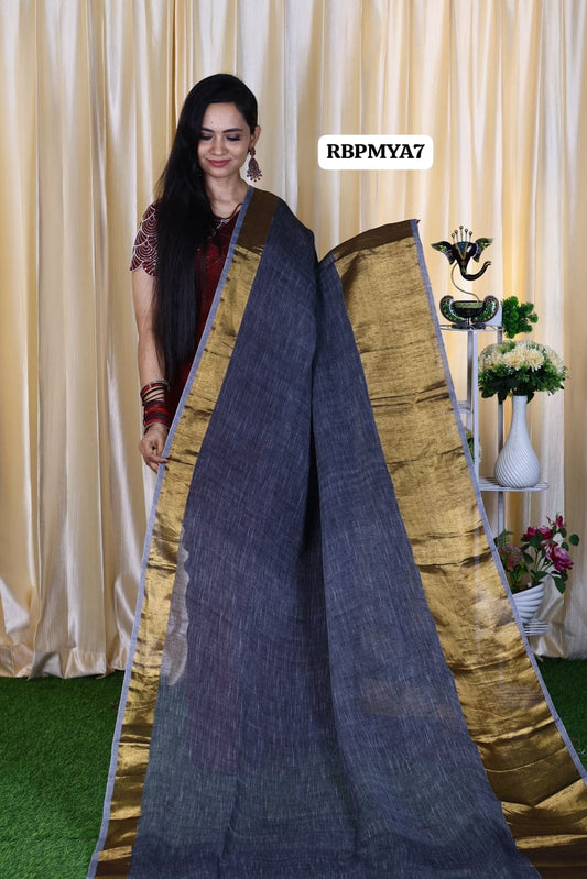 Premium quality linen saree🍏🍄