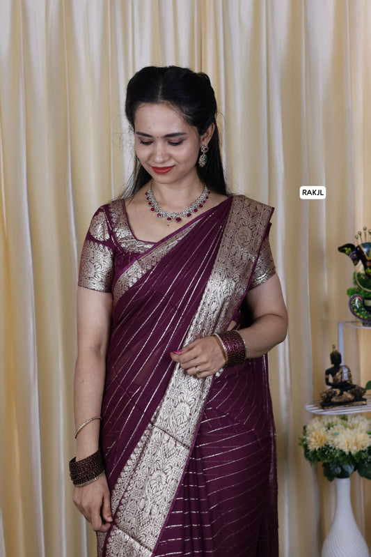 Viscose georgette saree with same blouse 🥳✅