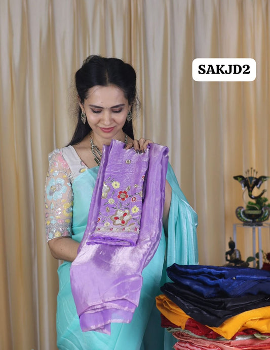 Space silk saree with work blouse 😍🥳