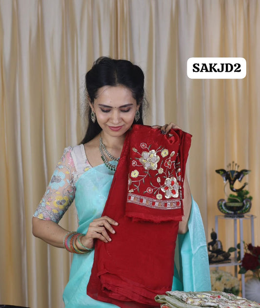 Space silk saree with work blouse 🥳