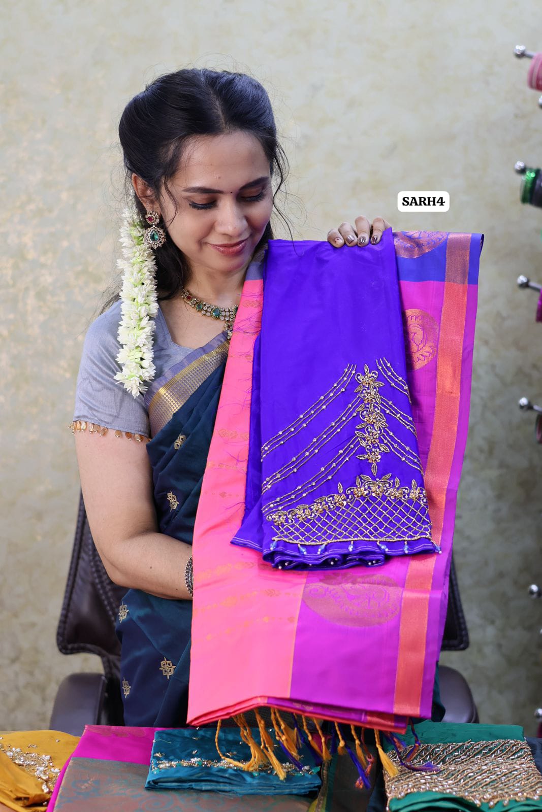 Saree with Aari work comboⓂ️