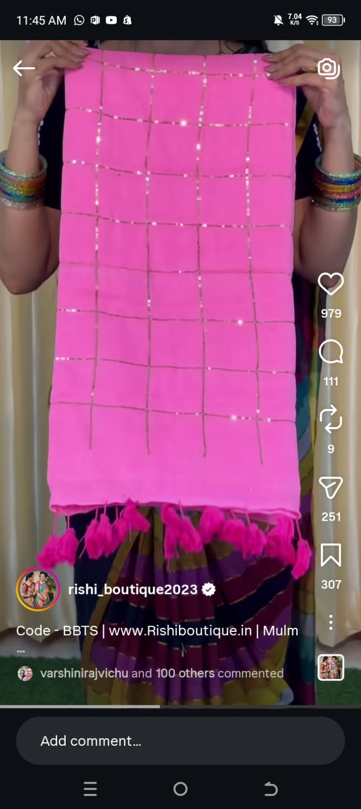 Mul cotton saree with jumki work with checks 🎁