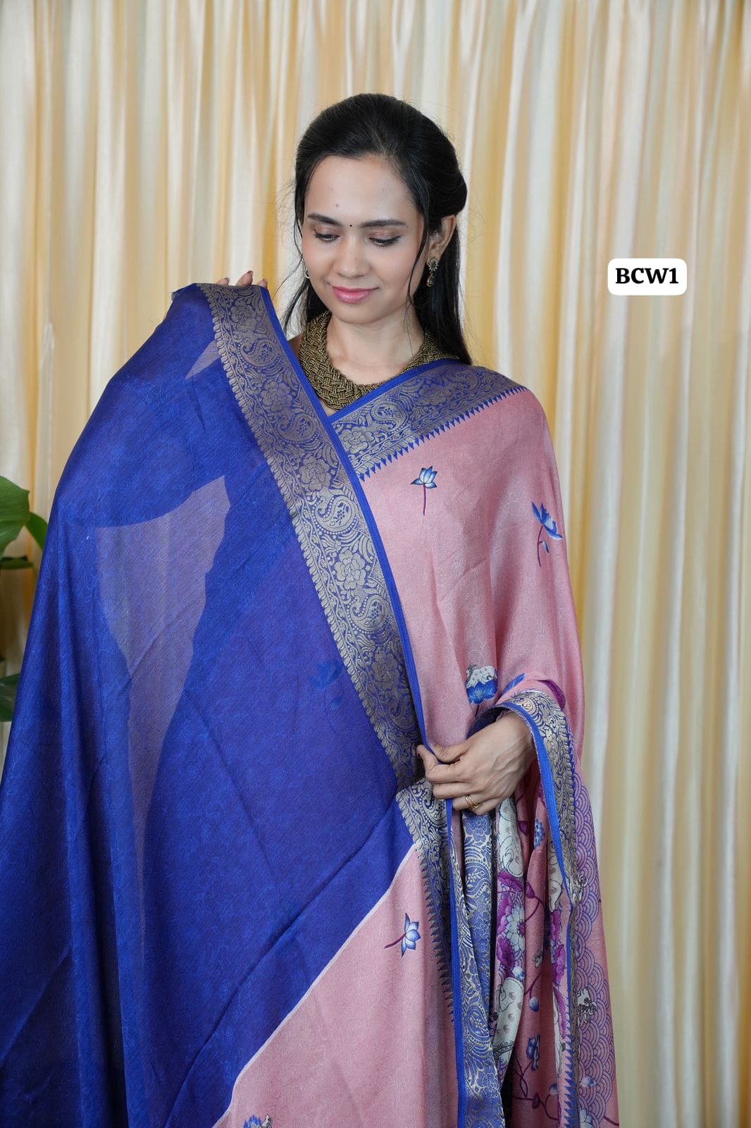 Moss chiffon saree with floral and ow design🌈 🥰😎