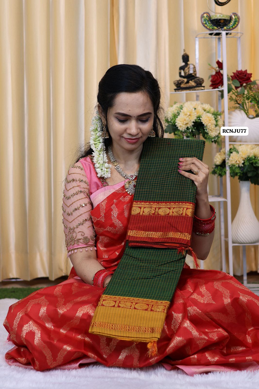 Soft cotton saree with checks Ganga Jamuna border😍🥳