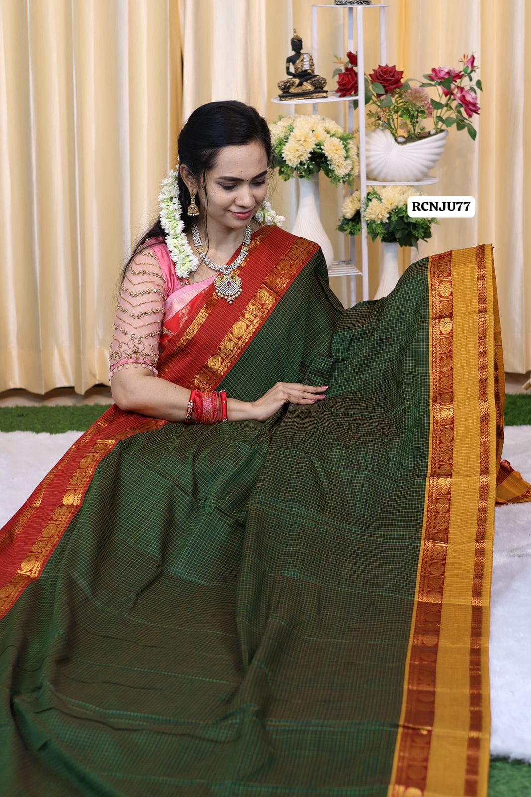 Soft cotton saree with checks Ganga Jamuna border😍🥳